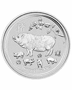 Australien Lunar II Schwein 2 oz Silbermünze 2019